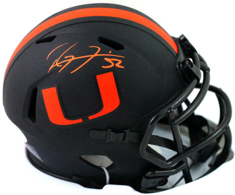 Ray Lewis Autographed Miami Hurricanes Eclipse Speed Mini Helmet- Beckett W Auth
