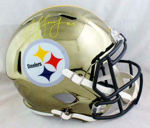 JuJu Smith-Schuster Signed Steelers F/S Chrome Speed Helmet - JSA W Auth *Yellow