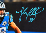 Luke Kuechly Autographed Panthers Stance 16x20 FP Photo- Beckett W *Teal