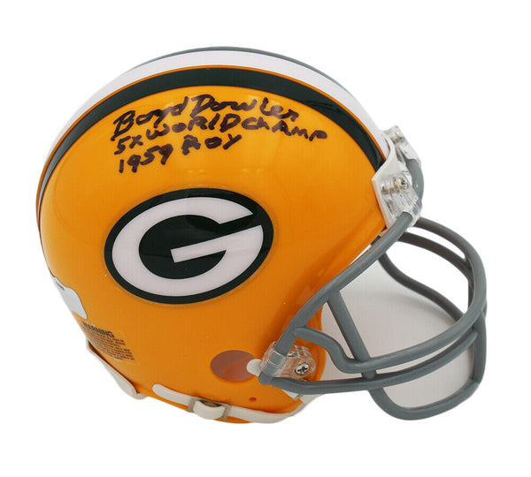 Boyd Dowler Signed Green Bay Packers Throwback NFL Mini Helmet with "1959 ROY &