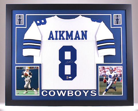 Troy Aikman Signed Cowboys 35x43 Custom Framed Jersey JSA COA & Aikman Hologram