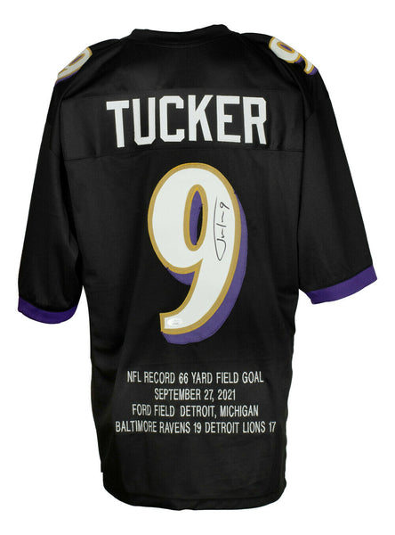 Justin Tucker Signed Black Custom Field Goal Record Football Jersey JSA