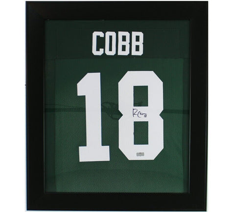 Randall Cobb Signed Green Bay Framed 27x23 Custom Green Jersey