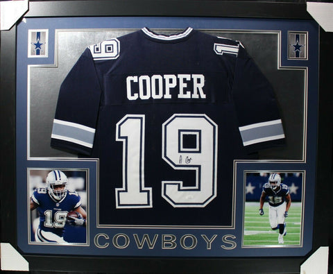 AMARI COOPER (Cowboys blue SKYLINE) Signed Autographed Framed Jersey JSA