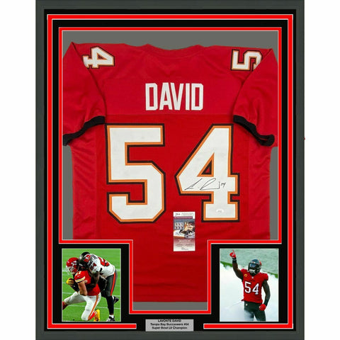 FRAMED Autographed/Signed LAVONTE DAVID 33x42 Tampa Bay Red Jersey JSA COA Auto