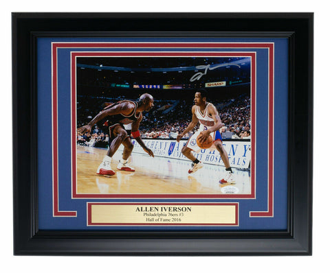Allen Iverson Signed Framed 8x10 Philadelphia 76ers Photo vs Michael Jordan JSA