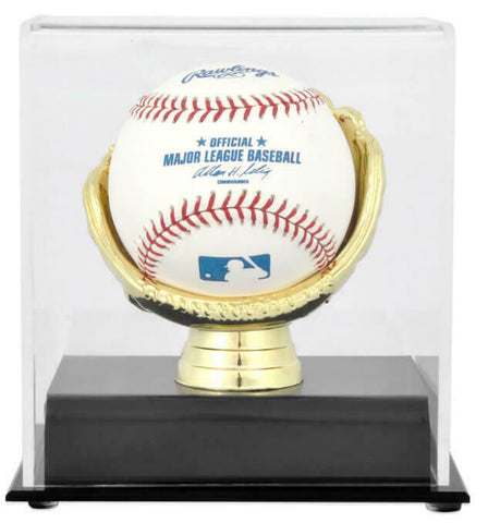 Baseball Acrylic Display Case With Gold Glove Stand