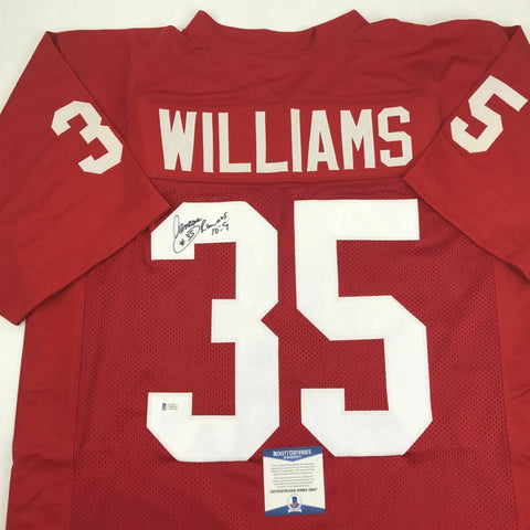Autographed/Signed AENEAS WILLIAMS Arizona Red Football Jersey Beckett BAS COA