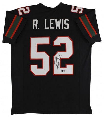 Ray Lewis Signed Miami Hurricanes Black Jersey (Beckett) 13xPro Bowl L.B. Ravens