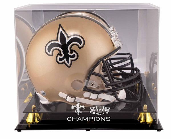 New Orleans Saints Super Bowl XLIV Champs Golden Classic Helmet Display Case