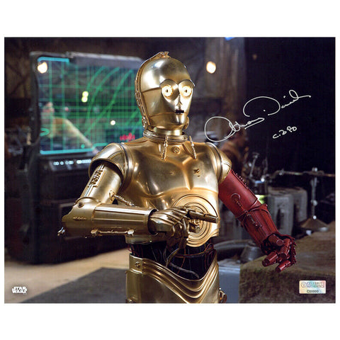 Anthony Daniels Autographed Star Wars C-3PO D'Qar Rebel Base 8x10 Photo