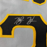 Autographed/Signed Ke'Bryan Hayes Pittsburgh Grey Baseball Jersey Beckett COA