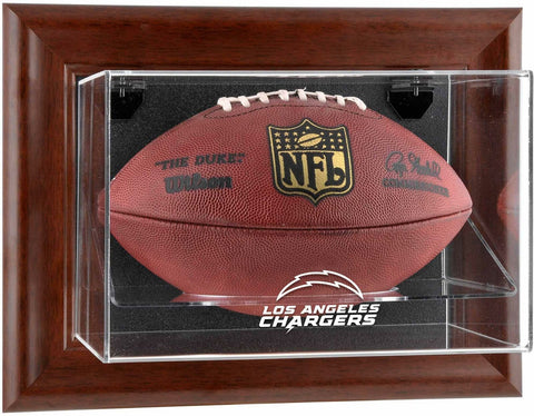 Los Angeles Chargers Brown Framed Wall-Mountable Team Logo Football Display Case