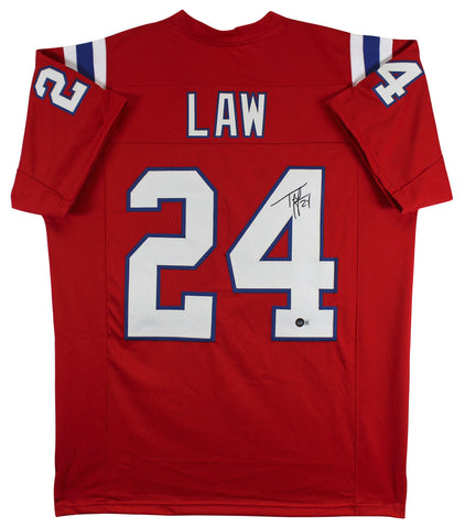 Ty Law Authentic Signed Red Pro Style Jersey Autographed BAS Witnessed
