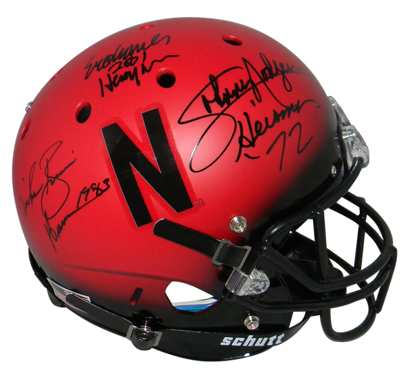 ERIC CROUCH MIKE ROZIER JOHNNY RODGERS SIGNED NEBRASKA HEISMANS RED F/S HELMET