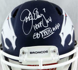 John Elway Signed Broncos F/S AMP Speed Authentic Helmet W/ 2 Insc- Beckett Auth
