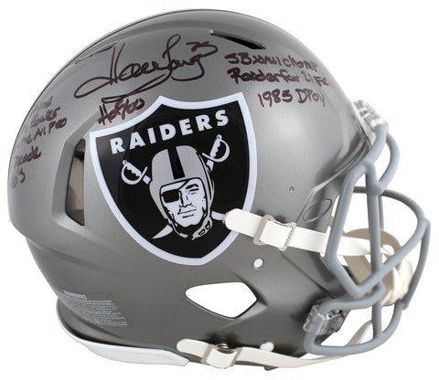 Raiders Howie Long "Career Stat" Signed Flash F/S Speed Proline Helmet BAS Wit
