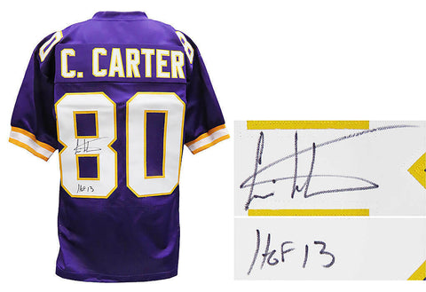 Cris Carter VIKINGS Signed Purple Custom Football Jersey w/HOF'13 - SS COA