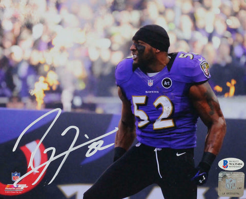 Ray Lewis Signed Ravens 8x10 In Purple Jersey PF Photo- Beckett Auth *White