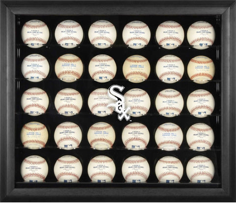 Chicago White Sox Logo Black Framed 30-Ball Display Case-Fanatics