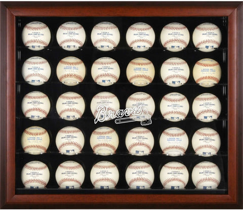 Atlanta Braves Logo Mahogany Framed 30-Ball Display Case-Fanatics