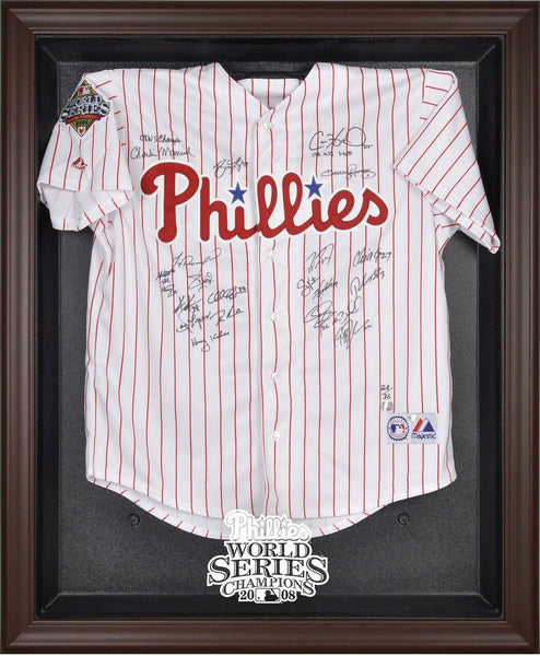 MLB Phillies 2008 World Series Champions Brown Framed Logo Jersey Display Case
