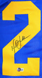 Marshall Faulk Autographed Blue/Yellow Pro Style STAT Jersey-Beckett W Hologram