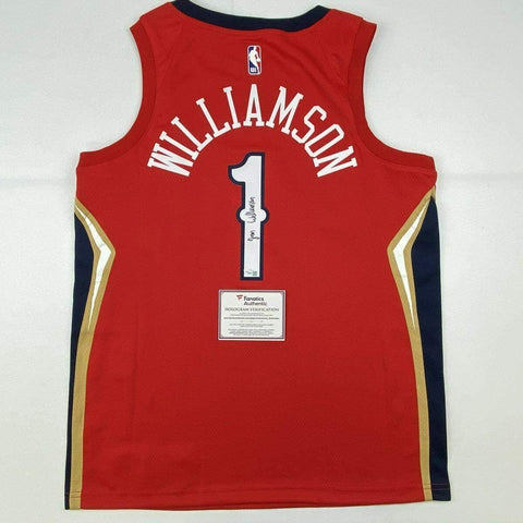 Autographed/Signed Zion Williamson Orlans Pelicans Red Jersey Fanatics COA