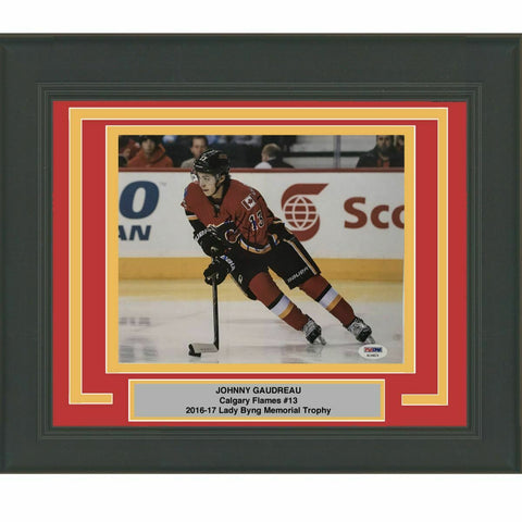 FRAMED Autographed/Signed JOHNNY GAUDREAU Calgary Flames 8x10 Photo PSA/DNA COA