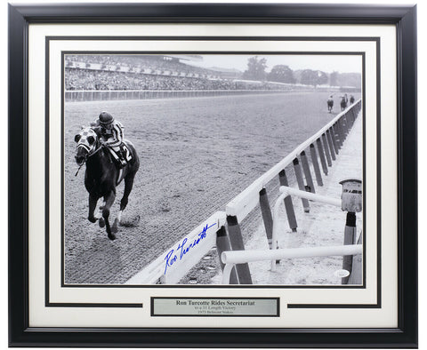 Ron Turcotte Signed Framed 16x20 1973 Belmont Stakes Horse Racing Photo JSA