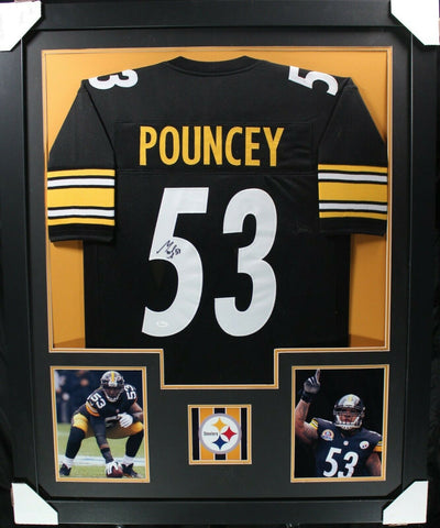 MAURKICE POUNCEY (Steelers black TOWER) Signed Autographed Framed Jersey JSA