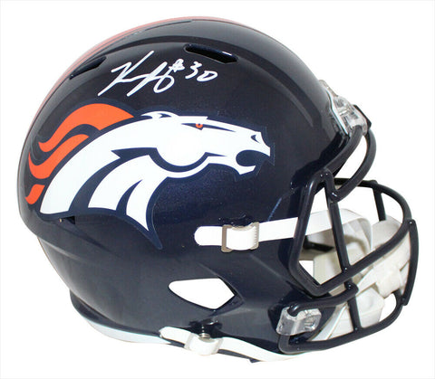 Phillip Lindsay Autographed/Signed Denver Broncos F/S Speed Helmet BAS 34316