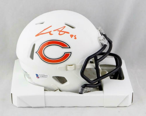 Cole Kmet Signed Chicago Bears Flat White Speed Mini Helmet - Beckett W Auth