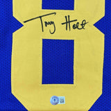 FRAMED Autographed/Signed TORRY HOLT 33x42 St. Louis Retro Blue Jersey BAS