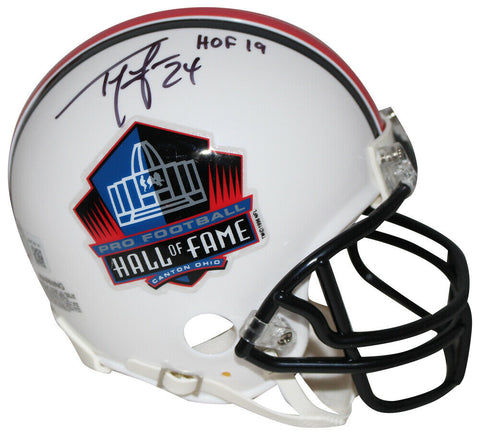 Ty Law Autographed/Signed Hall Of Fame Mini Helmet HOF BAS 33223