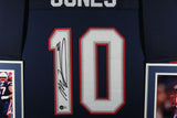 MAC JONES (Patriots blue SKYLINE) Signed Autographed Framed Jersey Beckett