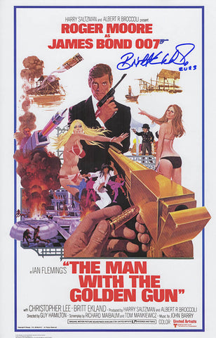 Britt Eklund Signed The Man With The Golden Gun 11x17 Movie Poster -SCHWARTZ COA
