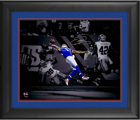 Odell Beckham, Jr. New York Giants FRMD Signed 16x20 Spotlight Photo - The Catch