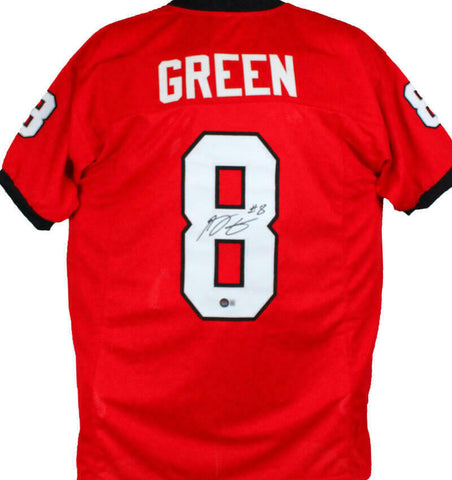 AJ Green Autographed Red College Style Jersey- Beckett W Hologram *Black