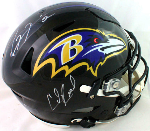 Ed Reed Ray Lewis Signed Ravens F/S SpeedFlex Authentic Helmet - Beckett W Auth