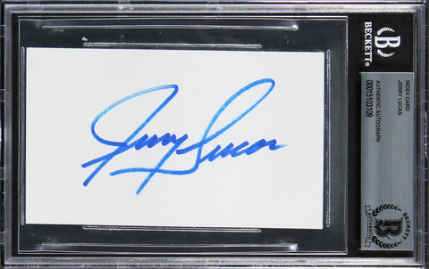Knicks Jerry Lucas Authentic Signed 3x5 Index Card Autographed BAS Slabbed 2