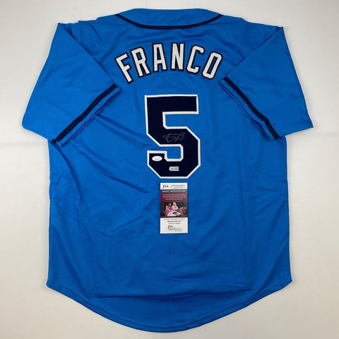 Autographed/Signed Wander Franco Tampa Bay Light Blue Baseball Jersey JSA COA
