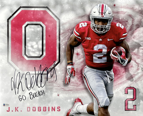 J.K Dobbins Signed 16x20 Ohio State Buckeyes Collage Photo Inscribed BAS U37109