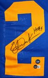 Eric Dickerson Autographed Blue Pro Style STAT Jersey w/ HOF - Beckett W Holo