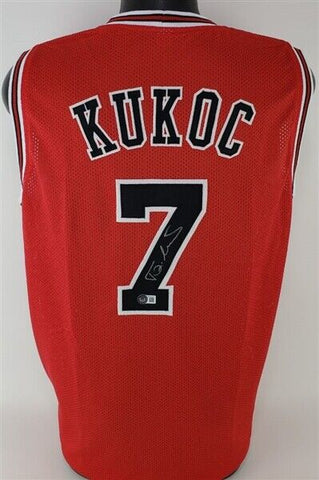 Toni Kukoc Signed Chicago Bulls Red Jersey (Beckett) 3xNBA Champion 1996-1998
