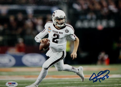 Johnny Manziel Autographed Texas A&M 8x10 Running White Jersey Photo- PSA/DNA
