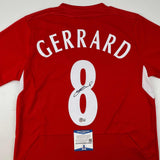 Autographed/Signed Steven Gerrard Liverpool Red Soccer Jersey Beckett BAS COA