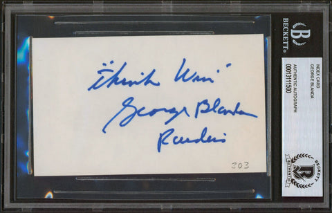 Raiders George Blanda Authentic Signed 3x5 Index Card Autographed BAS Slabbed