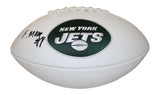 Elijah Moore Autographed New York Jets White Logo Football Beckett 35062