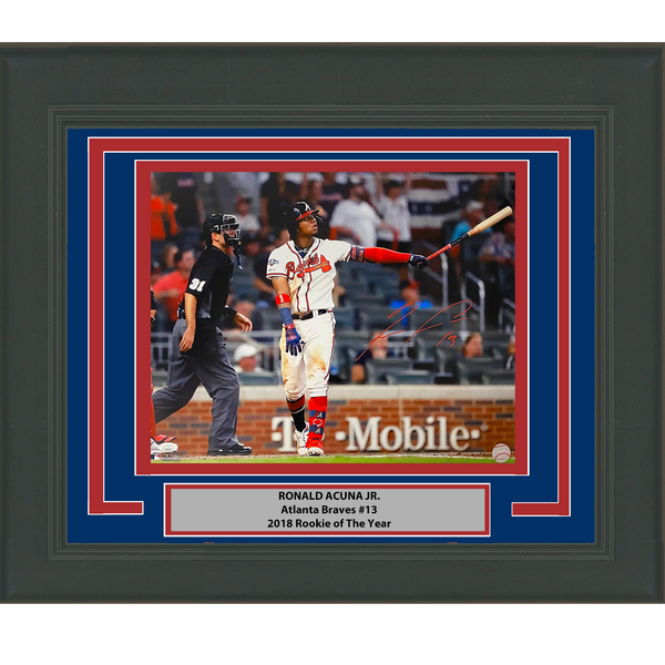Framed Autographed/Signed Ronald Acuna Jr. Atlanta Braves 16x20 Photo JSA COA #3